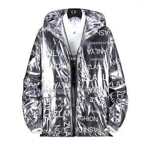 Wholesale silver windbreaker resale online - Men s Jackets Glossy Jacket Men Gold Silver Color Spring Autumn Hip Hop Streetwear Fashion Trend Outerwear Windbreaker Coat GA4361