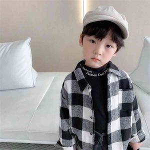 Autumn Winter fashion baby boys fleece thicken plaid shirts warm base long sleeve 210708