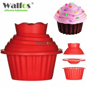 Walfos High Quality Silicone Giant Cupcake Mote 3 st Big Top Cupcake Silikon Mögel Värmebeständig Baka Verktyg Bakverkare 210225