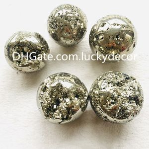 Peru Iron Pyrite Sphere Gifts Polished Stone Metaphysical Healing Fool s Gold Natural Sparkling Gemstone Druzy Crystal Mineral Geode Cluster Ball without stand
