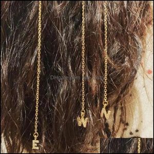 Clipes de cabelo Barrettes Jóias Metal Long Tassel A-Z Letra Pingente Clipe de Corrente para Girl Custome Names Extensão Aessórios Headwear Drop Deli