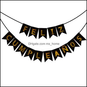 Banner Flags Festive & Party Supplies Home Garden Happy Birthday Decorations Kids Decorative Button Spanish Letter Alfabet Feliz Cumpleanos