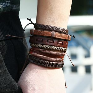 Multi -lager Wrap Armband Justerbart Braid Leather Armband Set armband Bangle Cuff For Women Men Fashion Jewelry Will and Sandy Gift