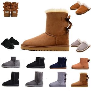Australia boots Black WGG luxury designer women Slippers Classic tall chestnut Bailey Bowknot leather winter snow ankle womens Half Knee australian