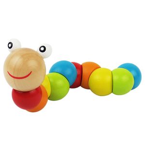 Kids Funny Insects Toys Wooden Educational Variety Twisting Inchworm Toys Wood Intelligence Baby DIY Block Toy