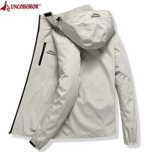 Jacka män vattentät hooded andningsbar casual jacka vår höst outwear windbreaker turism mountain raincoat 7xl kläder 210927