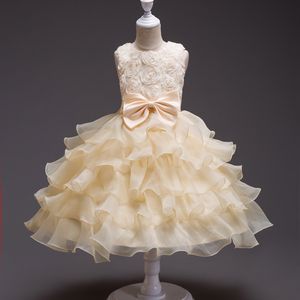 女の子のドレス子供のボールガウンの服王女の結婚式のパーティードレス子供服のための夏のバラの花のドレス