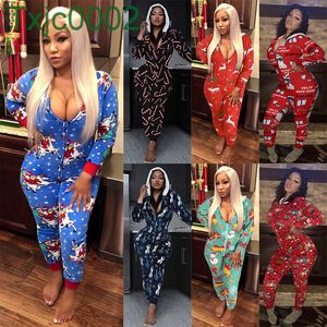 Women Hooded Jumpsuits Designer Autumn Winter Casual Christmas Printed Home Clothes V-neck Rompers 7 Colours