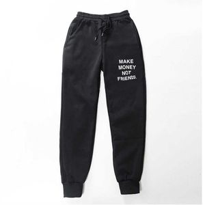 Fashion casual Fleece trousers MAKE MONEY NOT FRIENDS Letter Printed Men Women Jogging Pants Hip hop Streetwear Men Sweatpants X0615