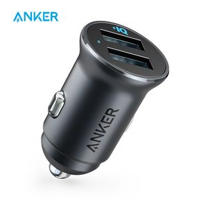 Anker Mini 24W 4.8A Metal Dual USB Charger, PowerDrive 2 Alloy Flush Fit Car Adapter with Blue LED