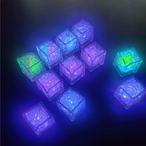 Night Light LED Ice Cubes Bar Fast Slow Flash Auto Changing Crystal Cube Water Actived Light up Color For Romantic Party Wedding Xmas Gift USA Stock