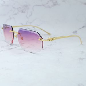 Luxury Designer Sunglasses Men Retro Rimless Carter Sun Glasses Diamond Cut Panther Classic Vintage Eyewear Shades Lentes De Sol Mujer