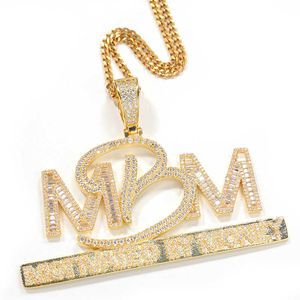Hip Hop Prong Setting AAA CZ Stone Bling Iced Out Motivated By Money MBM Letters Pendants Necklaces for Men Rapper Jewelry X0707