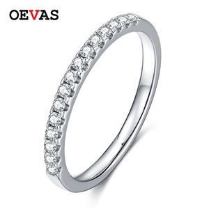 Oevas Real Finger Rings 18K Vit Guldfärg 100% 925 Sterling Silver Mousserande Årsdag Presenter Party Fine Smycken 211217