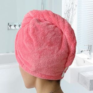 Toalhas Mulheres Banheiro Super Absorvente Secagem Quick-Secagem Coral Fleece Cabelo Microfiber Banho Seco Cap Balão 25x65cm