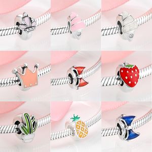 Novo 925 Sterling Silver Big Red Strawberry Enamel Fine Spacer Bando Beads Fit Original Europeia Charme Pulseira Jóias Fazendo Q0531