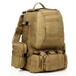 50L Wojskowy Tactical Plecak 4 w 1 Rucksack Torba Molle Camping Piesze wycieczki Outdoor Climbing Travel Bag Armia Multifunction Plecak Q0721