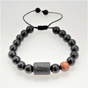 12 Constellations Tiger Eye Imitation Obsidian Bracciale perline