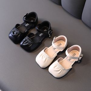 2021 Frühling Sommer Baby Prinzessin Schuhe Kinder Einzelschuhe Kleines Mädchen Hälfte Sandalen Schwarz Beige Farbe