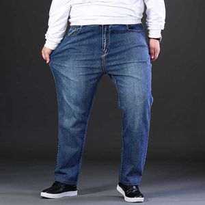 Большой размер 42 44 46 48 50 52 черные классические мужские джинсовые мужские деловые повседневные стремянки прямые свободные джинсы бренда мужская одежда X0621