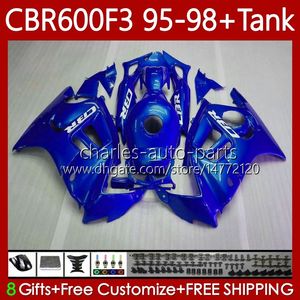 Body + Tank för Honda CBR 600F3 600 F3 CC 600FS 97 98 95 96 Bodywork 64NO.120 CBR600 FS CBR600F3 CBR600FS 1997 1998 1995 1996 CBR600-F3 600CC 95-98 Fairings Kit Glossy Blue