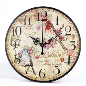 Wall Clock Modern Design Vintage Flowered Chic Office Cafe Room decoration Clocks for Home Kitchen Wall Large Watch Wall Decor 210310