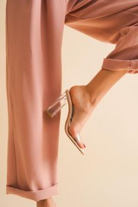 Zapatillas ballet transparente temporada alta tacón tres colores diseño moderno cinta detalle alto talón sexy mujeres moda zapatos de moda
