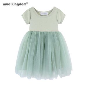 Mudkingdom Sparkly Girls Tutu Dress Princess Plain Maluch Krótki Rękaw Sukienki Dziewczyna Party Tulle Ubrania Dzieci Letnia Sukienka Q0716