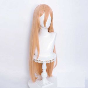 Chainsaw Man Power Cosplay Peruca 100cm Longa Longa Reta Sintética Horizontal Resistência ao Calor Peruca Ponca Papel Poncer Wigs Halloween Y0913