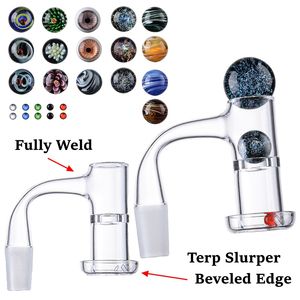 Fully Weld Quartz Banger Splash Guard Smoking Accessories Terp Slurper Beveled Edge Water Bangers With Ruby Pearl Pipes Nail Seamless Pipe For Glass Dab Oil Rigs