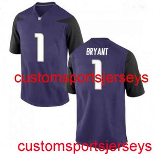 Genähtes Trikot für Herren und Damen, Washington Huskies, Hunter Bryant, 1, NCAA, Lila, Fußball, individuell, mit beliebiger Namensnummer, XS-5XL, 6XL