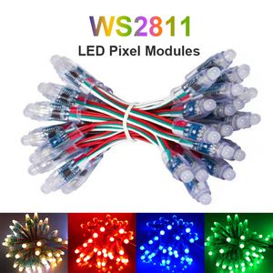 100Pcs Addressable 12mm WS2811 Full Color LED pixel module 2811 IC DC5V string IP68 rated RGB Digital christmas Light
