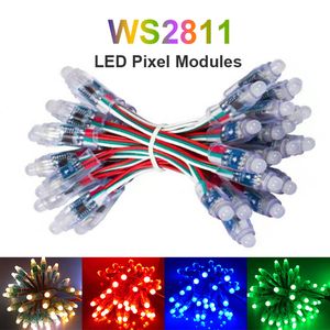 100 sztuk adresowalny 12mm WS2811 Pełny kolor LED Pixel Moduł 2811 IC DC5V String IP68 oceniono RGB Cyfrowe Światło świąteczne