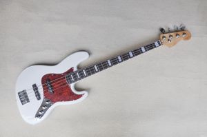 4-Strings Beyaz Vücut Elektrik Bas Gitar Kırmızı İnci Pickguard, Gülağacı Klavye, Özelleştirilmiş Hizmetler Sağlayın