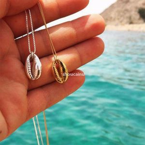 Wholesale silver seashell necklaces resale online - Hot Selling Vintage Gold Silver Color Fashion Conch Shell Necklace For Women Shape Pendant Simple Seashell Ocean Beach Boho Jewelry Gift