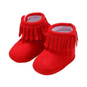 0-18m Cute Baby Winter Shoes Newborn Winter Fringe Boots Girl Newborn Solid Color Tassel Soft Bottom New Cotton Warm Boots G1023