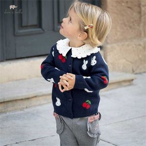 DBJ18864 dave bella autunno infantile neonate moda cartone animato cardigan bambini ragazza bambino cappotto bambini carino maglione lavorato a maglia 211106