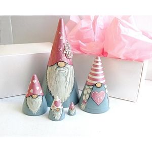 Decorações de Natal Gnome Nesting Dolls Set Xmas de Brinquedos Handmade Boneca Casa Decoração Elf Decor Ano