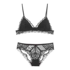 NXY sexy setReggiseno sexy a coppa aperta per ragazze in pizzo con triangolo e mutandine wireless foderato ultra sottile Intimo donna 1127