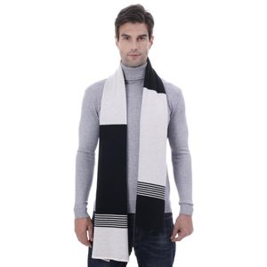 Halsdukar mode jacquard stickade män halsduk vinter kashmir varm ull svart vit färgblock sjal för far