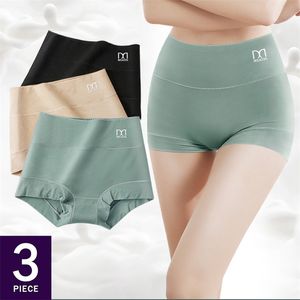 3 Piece Silky Modal Panties Ladies High Waist Boyshort Breathable Soft Underwear Girls Briefs Safety Shorts Pants 210730
