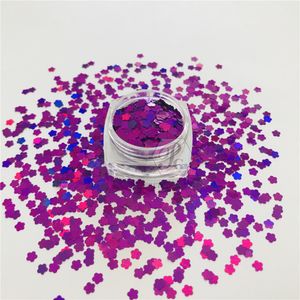 GULLG 10G Flower Shape 3mm Lösningsmedelsresistent holografisk glitter Gel Nail Art Decoration Handwork DIY Tillbehör.