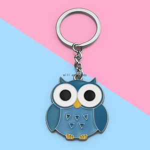 UPDATE Blue Cartoon Bird Owl Key Ring Enamel Owl Keychain handbag Hanging Women Men Student Fashion Jewelry Will and Sandy