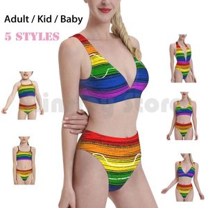 Damska Swimwear Rainbow Puppy Pride Swimsuit Bikini Wyściełana Wysoka Talia Play Pup Flag Zginę BDSM Human