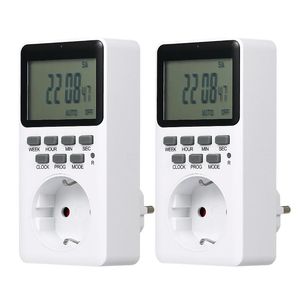 Timers 2PCS Digital Timer Switch Socket LCD Plug-in Programmable 20Groups Timing Time Summer Time/ 12h/24h Switching Portable