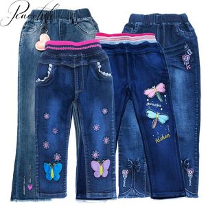 1-12 lat Spring Autumn Little Girls Dżinsy Dżinsowe Spodnie Spodnie Dla Dziewczyny 220222