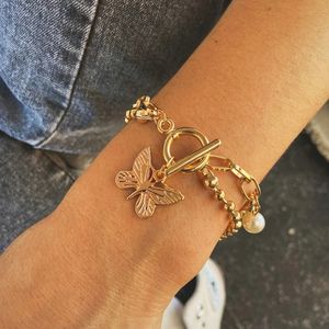 Bohemian Kedjor Butterfly Armband Elegant Manschett Bangle För Kvinnor Guld Färgkedja Armband Satser Vintage Boho Smycken Gåvor 2021