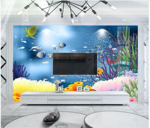 Benutzerdefinierte Foto Hintergrundbilder für Wände 3D Wandbilder Frische Schöne Unterwasserwelt Delphin Korallenriff Aquarium Kinderzimmer Hintergrund Wandpapiere Home Decoration