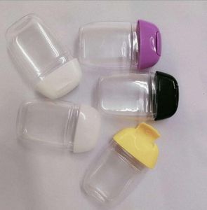 Vit svart 30 ml Hand Sanitizer Bottle Pet Plastic Half Round Flip Cap Children's Carry Desinfectant Flaskor