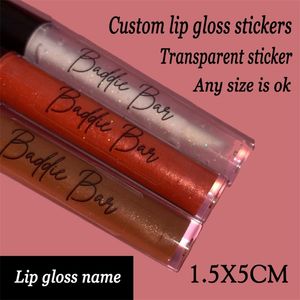 100PC Spersonalizowany Brwi Eyelash Butelka Naklejka Niestandardowa Kosmetyczna Tube Naklejka Transparent Lip Gloss Etykieta Nazwa niestandardowa Naklejka 210610